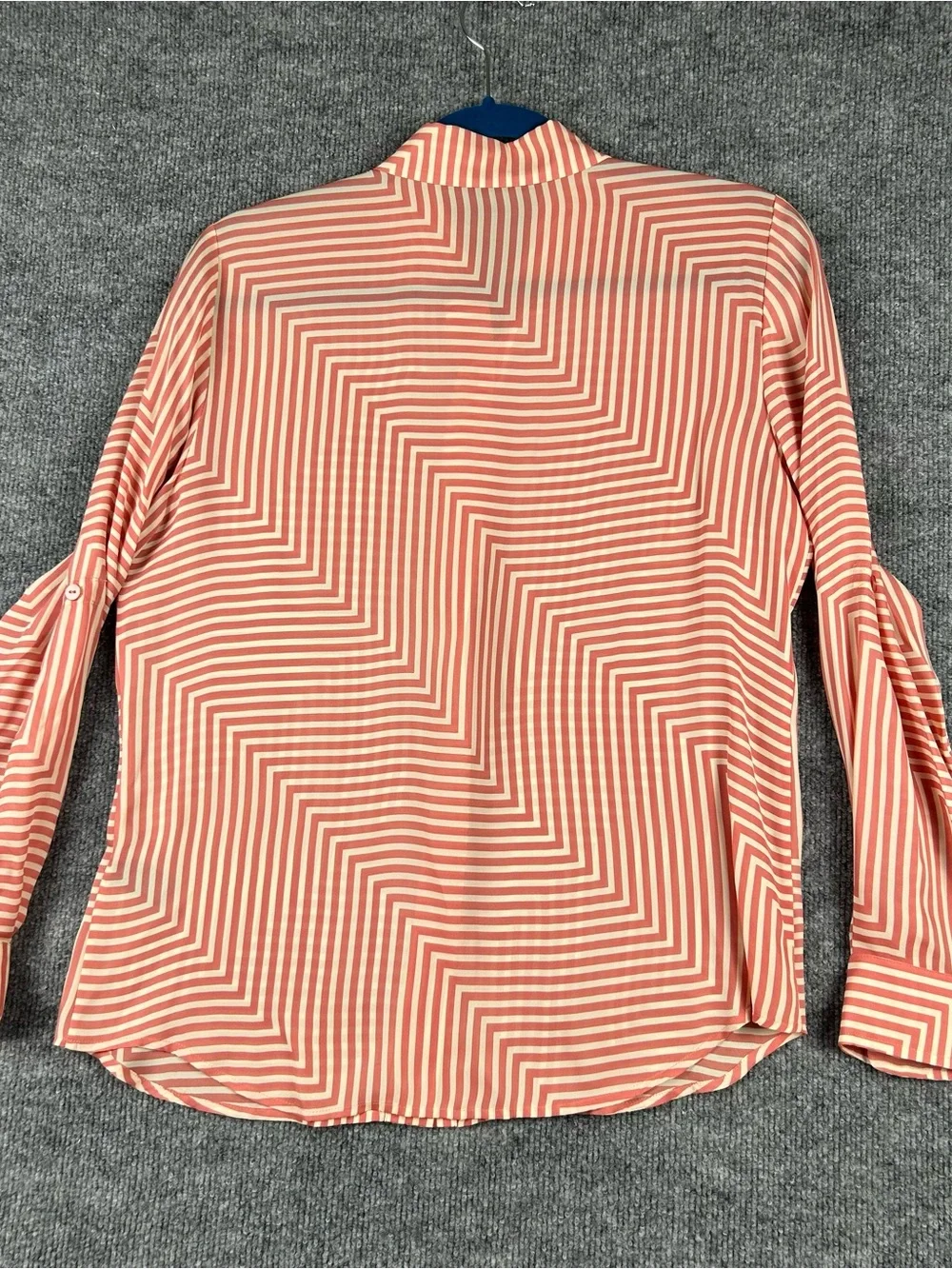 Josephine Chaus Coral Striped Silk Button-Down Shirt - Picture 4 of 11